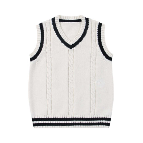 Mädchenpullover, Kinderpullover mit V-Ausschnitt, ärmellos, warm, gestrickt