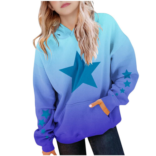 Flickor preppy oversized gradient hoodie blå storlek 5 1