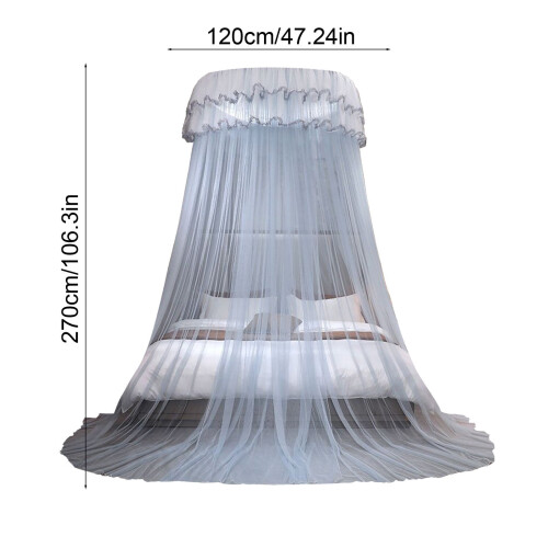 Romantic Lace Dome Mosquito Net – No-Installation, Breathable, Foldable, Queen Size, Compatible with All Bed Frames 2