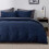 King Size Duvet Cover Set Navy Blue 3 pcs 1