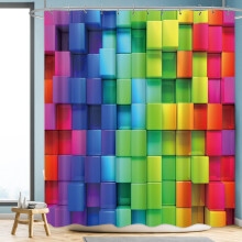 Set de perdele de duș cu blocuri de construcții amuzante, blocuri colorate, perdea de duș din pânză, impermeabilă, perdea de baie, decor,