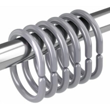 Grey Shower Curtain Hooks (24 Pcs), Plastic Rings Compatible with Standard Shower Rods