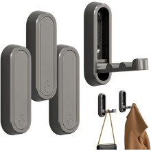 Ensemble de crochets muraux pliables (4 pièces, gris) – Porte-serviettes décoratif, robuste et peu encombrant | Convient pour la salle de bain et