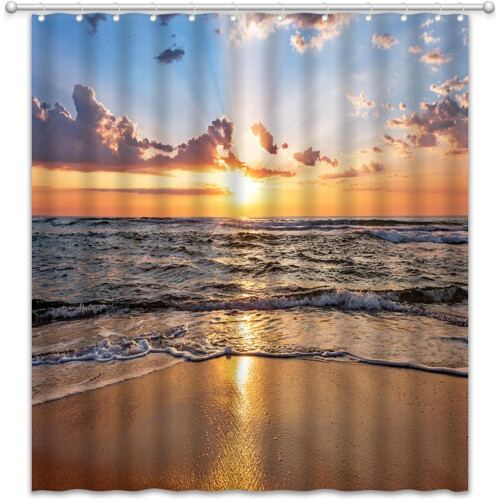 Tropical Sunset Shower Curtain with Plastic Hooks