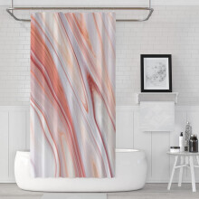 Perdea de duș cu marmură aurie și roz, material textil modern abstract, impermeabilă și lavabilă la mașină, 91 x 183 cm, decor de baie de lux