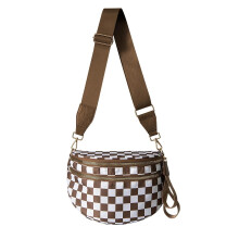 Crossbody kabelka, kockovaná kabelka pre ženy, čiernobiela ľadvinka, taška cez rameno, kabelka cez rameno