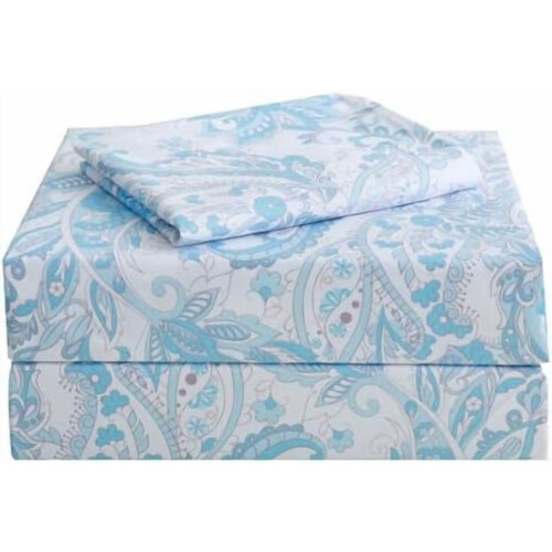 Ensemble de draps en microfibre à motif cachemire Cal King, 4 pièces