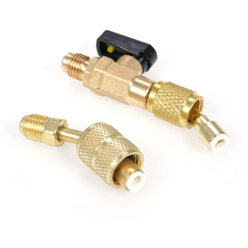 Válvulas de esfera e adaptadores de 5/16" e 1/4" para R410a/R134a/R12/R22, compatíveis com Qisuo.