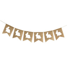 Paashaasjesslinger van jute – Vintage konijnenbanner voor open haard, huis en lentefeestdecoratie – Geschikt voor Pasen