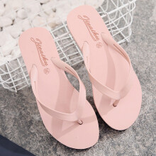 Damessandalen met platte zool, modieuze teenslippers, waterdichte strandslippers, damesschoenen in roze, maat 7