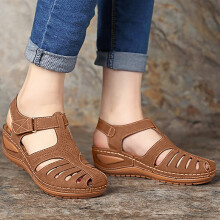 Sandálias femininas UTTOASFAY, modelo casual de verão, rasteiras, cor sólida, com detalhe de laço, marrom, tamanho 12 (43).