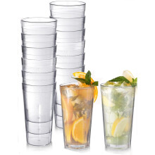 12 stk. 480 ml genanvendelige BPA-fri plastikkrus, stabelbare, restaurantkvalitet, til børn, køkken, udendørs, picnics, grill, rejser