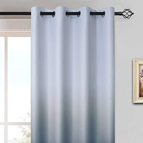 Cortinas Ombré Bloqueadoras de Luz Cinza-Branco Azul-Marinho 52x63 polegadas 2 1