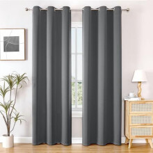 Blackout Curtains 84 inches Long for Bedroom - 2 Panels Set Grommet Thermal Insulated Room Darkening Curtains for Living Room (Grey, 42 x 84 Inch)