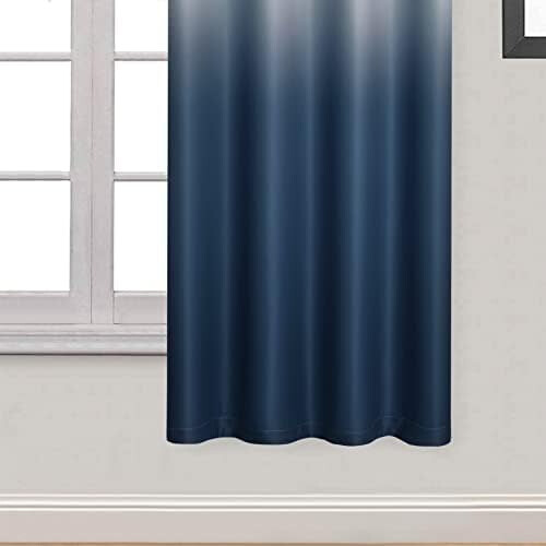 Cortinas Ombré Bloqueadoras de Luz Cinza-Branco Azul-Marinho 52x63 polegadas 2 2