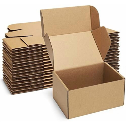Caixas de envio de papelão ondulado marrom, tamanho pequeno (6x4x3 polegadas), pacote com 25 unidades.