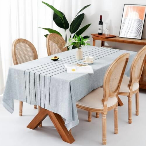 Boho Farmhouse Tablecloth 60" x 104" Linen-Look Polyester 1