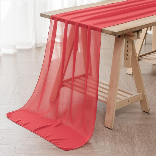 Rød chiffon bordløper 68 x 283 cm