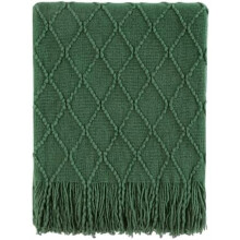 Green Throw Blanket 50x60 Inches Throw Textured Solid Soft Sofa Couch Decorative Knit Blanket