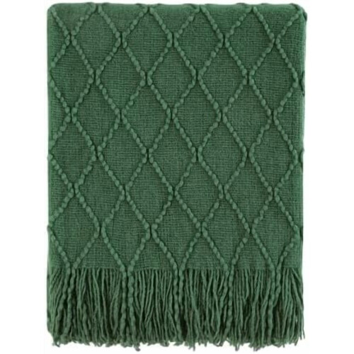 Green Throw Blanket 50x60 Inches Throw Textured Solid Soft Sofa Couch Decorative Knit Blanket