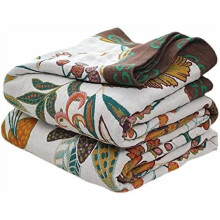 Fall Throw Blanket 60"x80", 100% Cotton Muslin, Breathable Boho Vintage Quilt for Couch/Bed/Chair – Farmhouse Home Decor