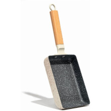 Ceramic Coating Square Japanese Tamagoyaki Omelette Small Skillet, Non-stick Rectangle Egg Roll Pan with Wood Handle