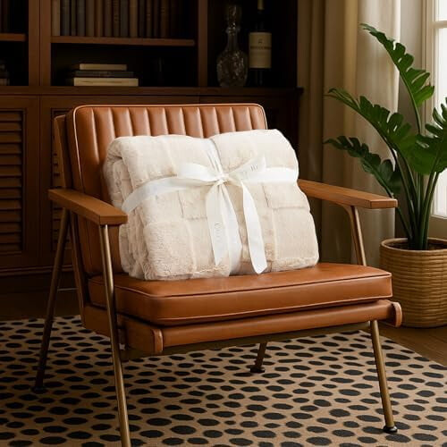 Beige geruite nepbont plaid 50x60 inch 1