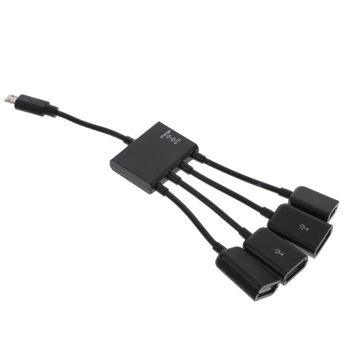 Micro USB-datahub voor tablets en telefoons, multifunctionele hub, oplaadstation en houder.
