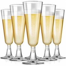 Copas de champán de plástico desechables, paquete de 100 unidades, transparentes e irrompibles, ideales para brindar en bares y bodas.