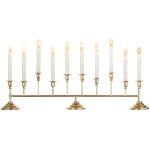 Castiçal floral dourado de 32 polegadas com 10 braços