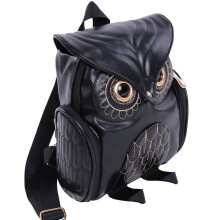 Mini kožený batoh, kabelka pro ženy, módní kožený batoh ve tvaru sovy, dámský cestovní batoh na zip, černá
