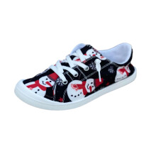 Sapatos baixos de Natal femininos 2025, mocassins casuais, leves e macios, para caminhada, sem cadarço, cano baixo, pretos.