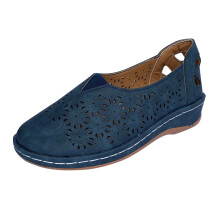 Sapatos femininos de verão, estilo slip-on, com bico aberto, vazados e respiráveis.