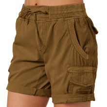 Calças femininas modernas estilo cargo, shorts folgados de verão para caminhadas com bolsos.