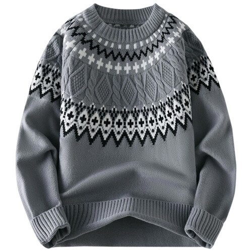 Pull de Noël en maille pour homme, col rond