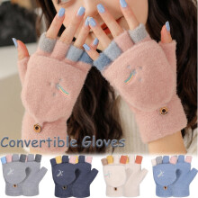 Fingerlose Handschuhe mit Überzug, wandelbare Fäustlinge, Strickhandschuhe für Damen und Herren