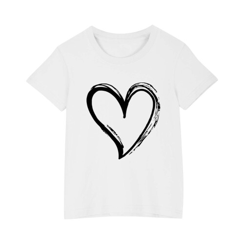 Kortærmet bomuldstop til småbørns piger, hvid, 4 år 1