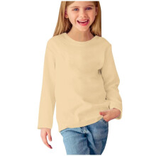 Meisjesshirts, peutershirts met lange mouwen en print, schattige tops met ronde hals, nette casual blouses, beige, geschikt voor 4 jaar.