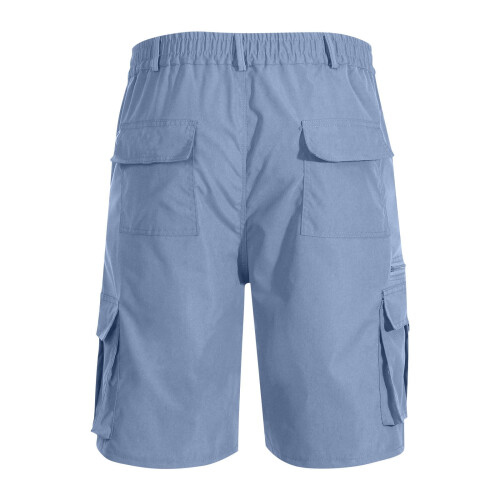 Short cargo homme décontracté, uni, multipoches, fermeture éclair à bouton, taille élastique, tailles M à 3XL 2