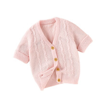 Effen cardigan voor meisjes, schattige gebreide top met knoopjes, zacht en comfortabel, lente/herfst bovenkleding voor kinderen van 3-24 maanden