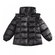 Wintermäntel für Kleinkinder, schwarze Winterdaunenjacke, wattierte, leichte Steppjacke mit Reißverschluss für Kinder und Babys (1-6 Jahre)