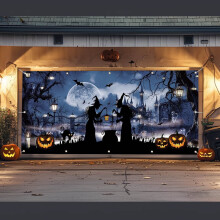 Décorations de fête d'Halloween Comefolife - Silhouette effrayante d'Halloween pour mur, porte de garage, jardin - Sorcier maléfique (157,48*70,86