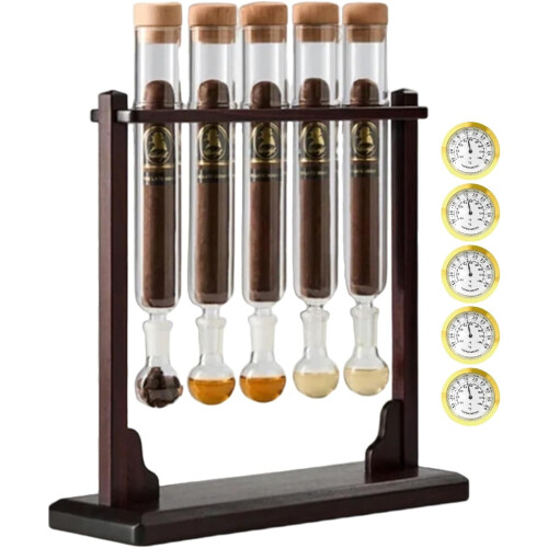 Cigarrsmaksinfusionskit med glasrör, träställ och