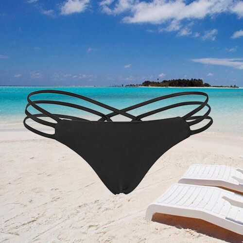 Sort bikini-thong med sløjfe til kvinder, 3 stk. 2