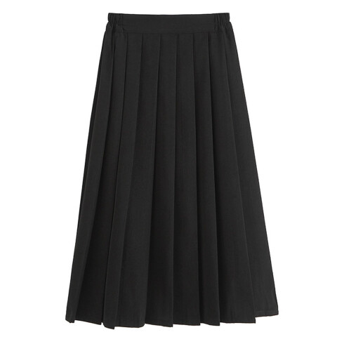 Mädchen-Ponte-Plissee-Uniformrock, Schwarz, Knielang 2