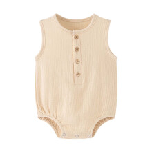 Body fille/garçon uni sans manches à col rond et boutons, blanc, 18-24 mois