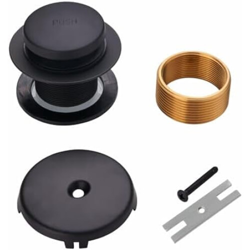 Matte Black Tub Drain Conversion Kit with Overflow Faceplate, Fine/Coarse Thread – Compatible with Standard Bathtubs