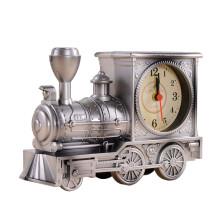 Locomotive Alarm Clock Silver Desk Clock