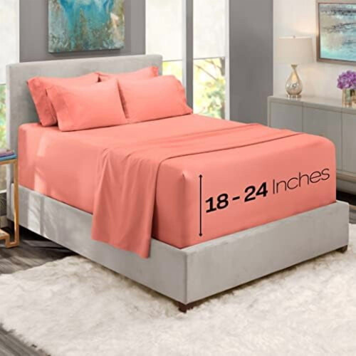 Ensemble de draps en microfibre King 6 pièces à poches extra profondes 1