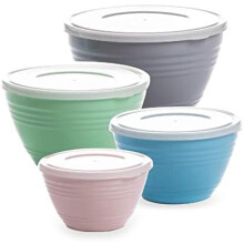 4-Piece Nesting Mixing Bowl Set with Lids, Dishwasher Safe, Compatible with Kitchen Use